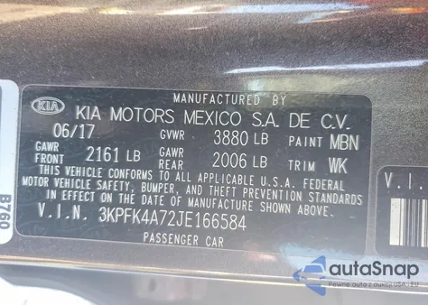 2018 Kia Forte Lx z USA, uszkodzony, nr VIN 3KPFK4A72JE166584